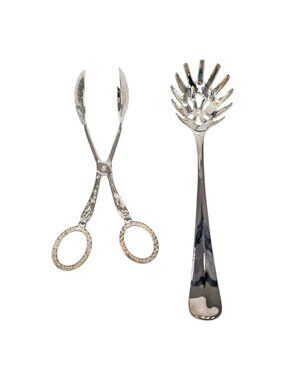 Godinger Silver Art Salad Tongs Studio Silversmiths Pasta Server LOT OF 2